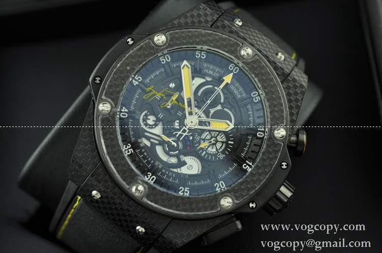 日本製クオーツ Hublotウブロ メンズ腕時計 5針クロノグラフ 448MM ブラック