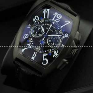 お買い物　FRANCK MULLER フランクミュラー メンズ腕時計 日付表示 BLACK レザー サファイヤクリスタル風防