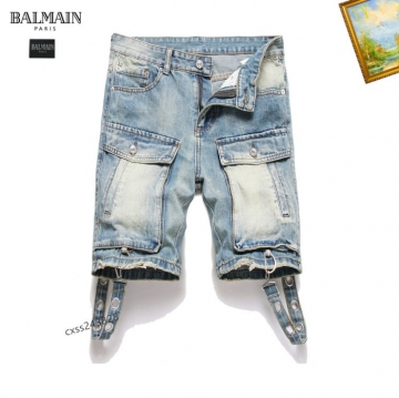 2025春先BALMAIN バルマンハーフデニム/半ズボンデジタルプリント