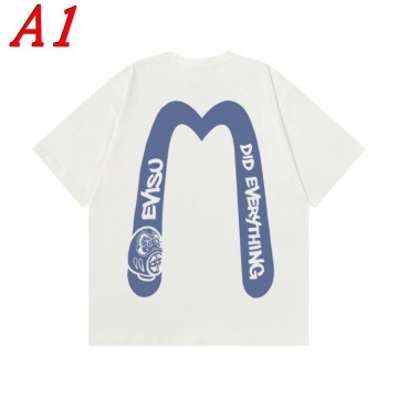 EVISUエヴィス 2025新作 クルーネック 半袖Tシャツ ポジティブ