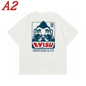  EVISUエヴィス 2025新作   ラウンドネック 半袖Tシャツ   ストリート系