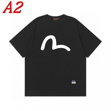  EVISUエヴィス 2025新作   ラウンドネック 半袖Tシャツ   ディープ