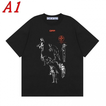 2025新作 OFF-WHITEオフホワイト ラウンドネック 半袖Tシャツ   エッジー
