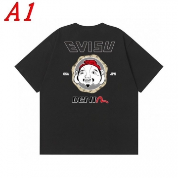 EVISUエヴィス 2025新作   ラウンドネック 半袖Tシャツ   モード系