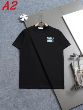  MIU MIUミュウミュウ 2025新作   ラウンドネック 半袖Tシャツ   エッジー