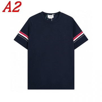 2025新作 THOM BROWNEトムブラウン ラウンドネック 半袖Tシャツ   エスニックモダン