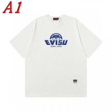 EVISUエヴィス 2025新作 クルーネック 半袖Tシャツ ナチュラル