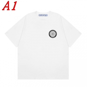 2025新作 OFF-WHITEオフホワイト ラウンドネック 半袖Tシャツ   スポーティ
