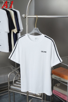 2025新作 CELINEセリーヌ ラウンドネック 半袖Tシャツ   ビビッド