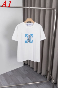 2025新作 OFF-WHITEオフホワイト ラウンドネック 半袖Tシャツ   フューチャリスティック