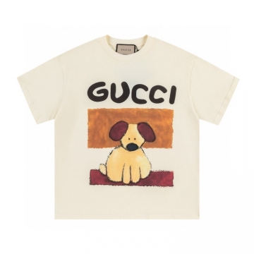  GUCCIグッチ 2025新作   ラウンドネック 半袖Tシャツ   ロゴプリント