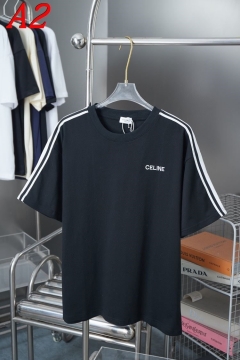 2025新作 CELINEセリーヌ ラウンドネック 半袖Tシャツ   ビビッド
