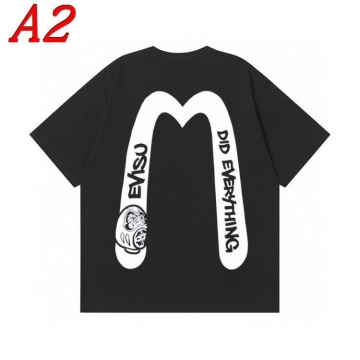  EVISUエヴィス 2025新作 クルーネック 半袖Tシャツ ポジティブ