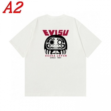 EVISUエヴィス 2025新作   ラウンドネック 半袖Tシャツ   モード系