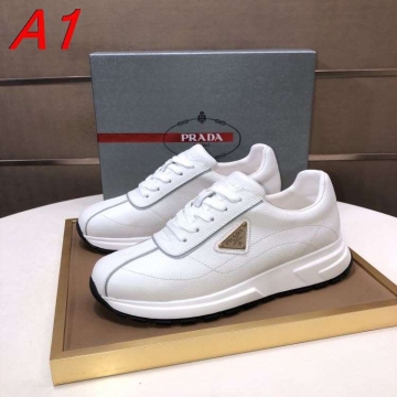 2026新作発表【Prada】スニーカー レザー キルティング纹様 白い厚底  White カジュアル 