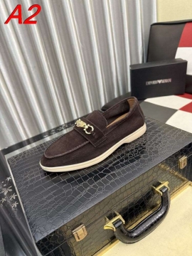 2026入荷しました【Armani】ローファー スエード 狮头金饰 ブラック×ゴールド ビジネス 