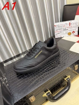 2026新作発表【Dolce & Gabbana】スニーカー レザー DGロゴ ゴールド  블랙×ゴールド カジュアル 