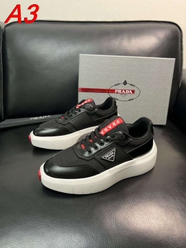 2026発売中！【Prada】チャンキースニーカー レザー×网布 赤リボン饰り Black ストリート 