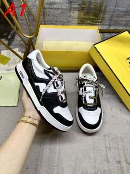 2026発売中！【Fendi】スニーカー レザー 三色交织鞋带 白底 ホワイト×black カジュアル 