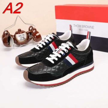 2026入荷しました【Thom Browne】スニーカー レザー×スエード キルティング 黑白×トリコロール カジュアル 