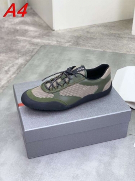 2026発売【Prada】スニーカー メッシュ×レザー ブランド标识 グレー× Black カジュアル 