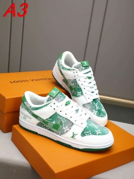2026入荷しました【Louis Vuitton】スニーカー デニム×レザー モノグラム Swoosh装饰 グレー×ブラック ストリート 