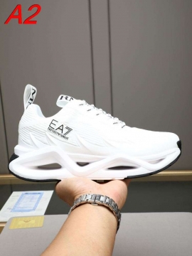 2026年夏新作【BOSS】EA7 スニーカー ファブリック×レザー 镂空鞋底 ベージュ×WHITE ストリート 