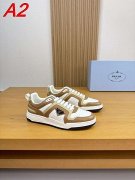 2026入荷【Prada】スニーカー レザー 深青拼接×银饰  White カジュアル 