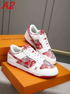 2026入荷しました【Louis Vuitton】スニーカー デニム×レザー モノグラム Swoosh装饰 グレー×ブラック ストリート 