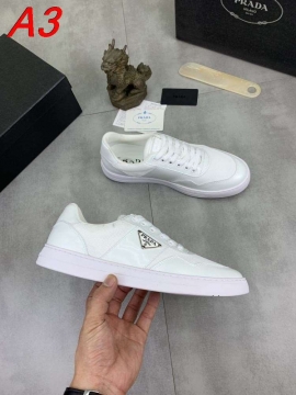 2026発売【Prada】スニーカー ファブリック×光泽レザー 三日月饰品 黑白撞色 ストリート 