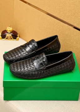 2026発売中！【Bottega Veneta】ローファー レザー イントレチャート 镂空デザイン  ブラック フォーマル 