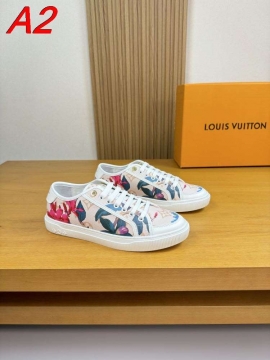 2026入荷しました【Louis Vuitton】スニーカーレザー×キャンバス Floral图案 ロゴ ブラウン×ピンク ストリート 