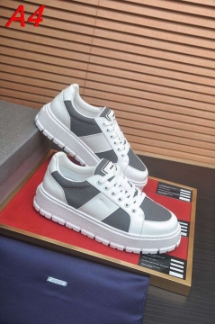 2026入荷【Prada】チャンキースニーカー レザー×织物 V字饰片 黑白撞色 ストリート 