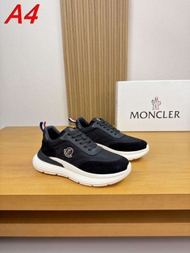 2026発売【Moncler】スニーカースエード×レザー キルティングデザイン 公鸡ロゴ グレー×ホワイト カジュアル 