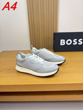 2026年夏新作【BOSS】ローカットスニーカー レザー×メッシュ ロゴポイント  WHITE ストリート 