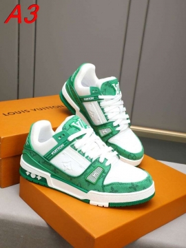 2026年夏新作【Louis Vuitton】スニーカー デニム×レザー モノグラム ホワイト×ブラック ストリート 