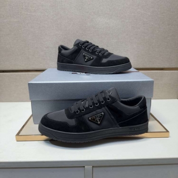 2026入荷【Prada】スニーカー ファブリック×スエード 倒三角标识 Black カジュアル 