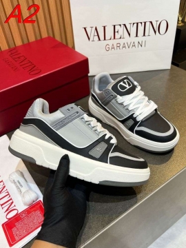 2026発売【Valentino】スニーカーレザー×レザー 多素材拼接 B标识 Logo プラットフォーム 白×黒×深棕 カジュアル 