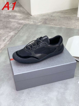 2026発売【Prada】スニーカー メッシュ×レザー ドローストリング Black カジュアル 