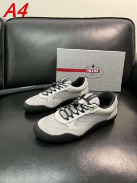 2026新作発表【Prada】スニーカー メッシュ×レザー 三角银标 Black カジュアル 