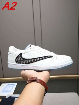 2026新作【Dior】スニーカー レザー NIKE×DIOR柄 冰蓝底 ホワイト×グレー カジュアル 