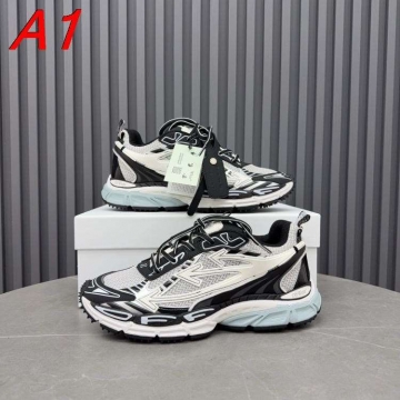 2026入荷しました【Off-White】ダッドスニーカー メッシュ×レザー ライトニング图案 グレー×ブルー ストリート 