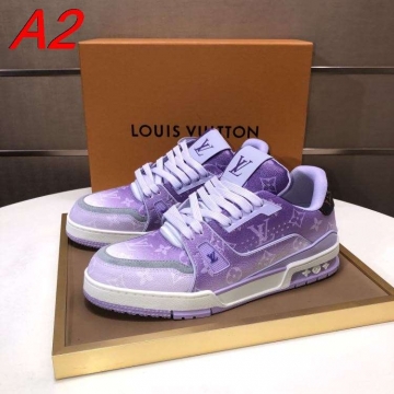 2026新作登場！【Louis Vuitton】スニーカーメッシュ×レザー ロゴ 刺绣 ピンク×オレンジ カジュアル 