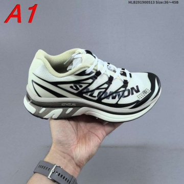 2026発売【Salomon】スニーカーメッシュ×レザー ACS构造 Salomon Logo アイボリー×ブラック アウトドア 