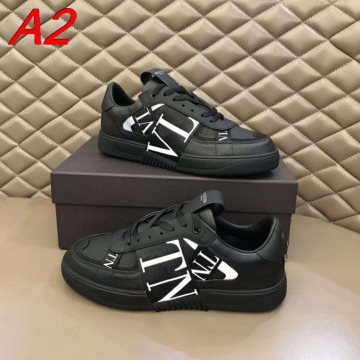 2026年夏新作【Valentino】スニーカーレザー VLTN織帯 黑白撞色 プラットフォーム 白×黒 ストリート 