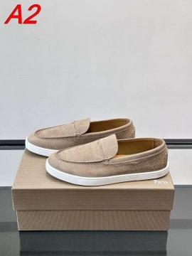 2026入荷しました【Christian Louboutin】ローファー スエード 爬虫類紋様×明線 ブラウン×ホワイト フォーマル 
