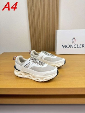 2026入荷しました【Moncler】スニーカーメッシュ×レザー 山峰ロゴ 赤白青三色装饰 ホワイト ストリート 