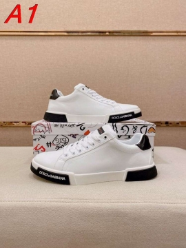 2026新作【Dolce & Gabbana】スニーカー レザー DG柄 ホワイト×ブラック カジュアル 