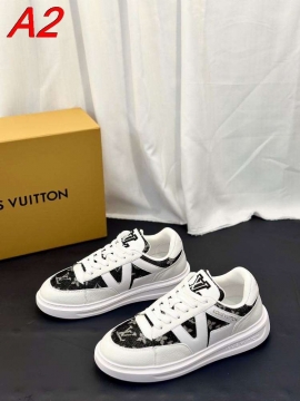 2026発売中！【Louis Vuitton】スニーカーレザー×デニム モノグラム VUITTON装饰 ホワイト×ネイビー カジュアル 