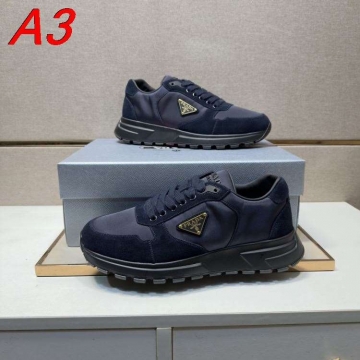 2026年夏新作【Prada】スニーカー スエード×レザー 金縁三角标 カーキ×グリーン カジュアル 